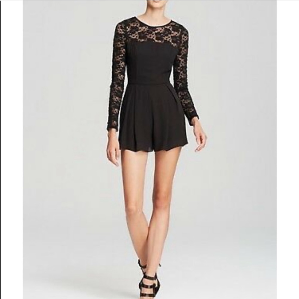 Black Long Sleeve Lace Romper